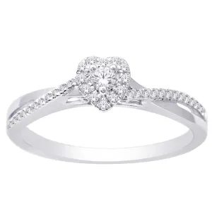 10K White Gold 1/5 Ct.Tw. Diamond Heart Ring