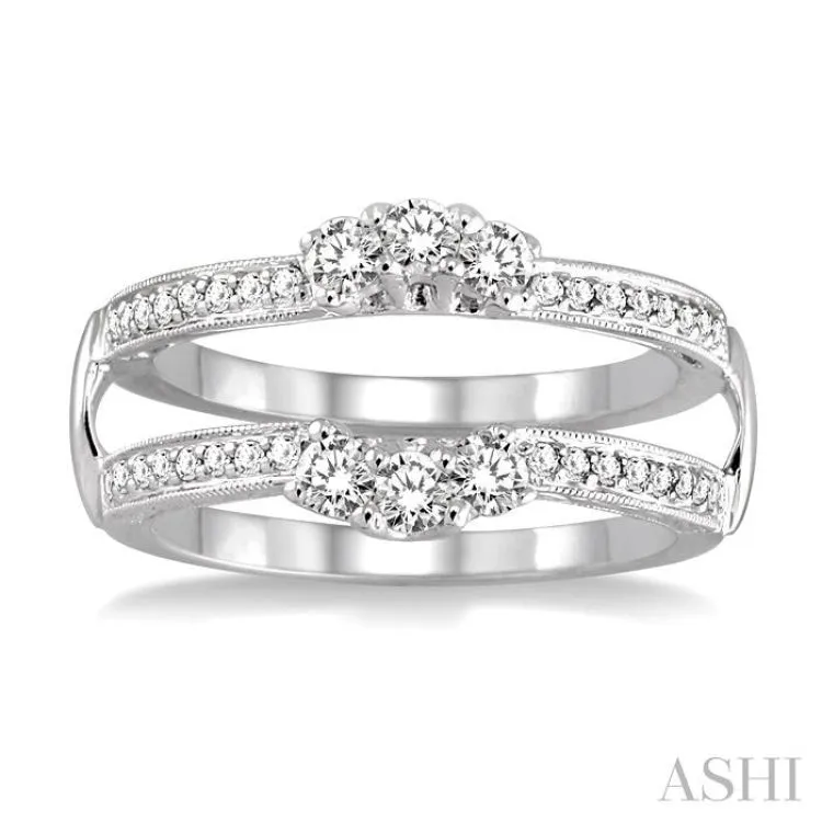 1/2 Ctw Round Cut Diamond Insert Ring in 14K White Gold.