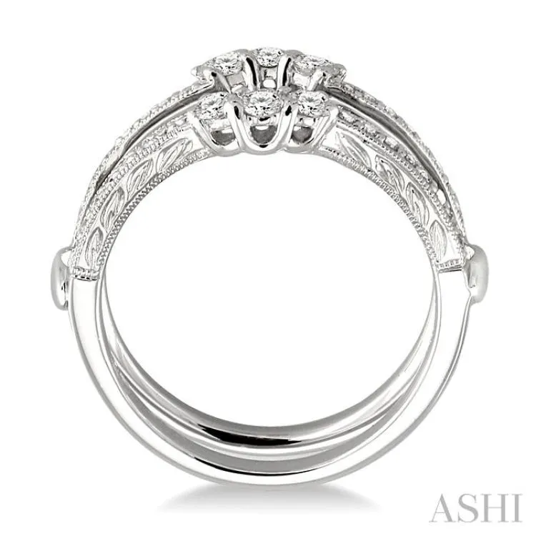 1/2 Ctw Round Cut Diamond Insert Ring in 14K White Gold.