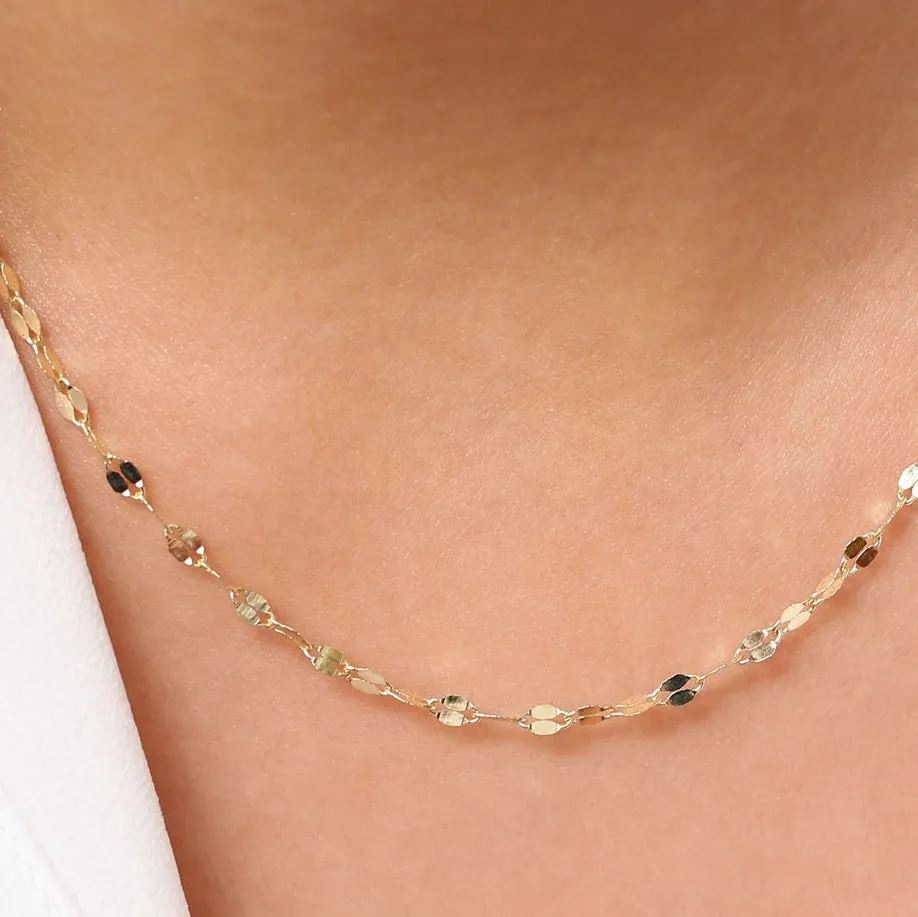 14K Gold Sparkle Diamond Cut Chain