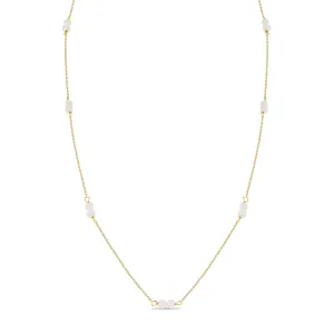 14k Gold Tiny Pearls Layering Women's Necklace