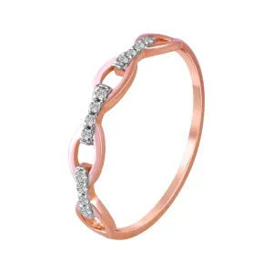 14K Rose Gold Ring Featuring Twisted, Chain-like Designs With Diamond Accents