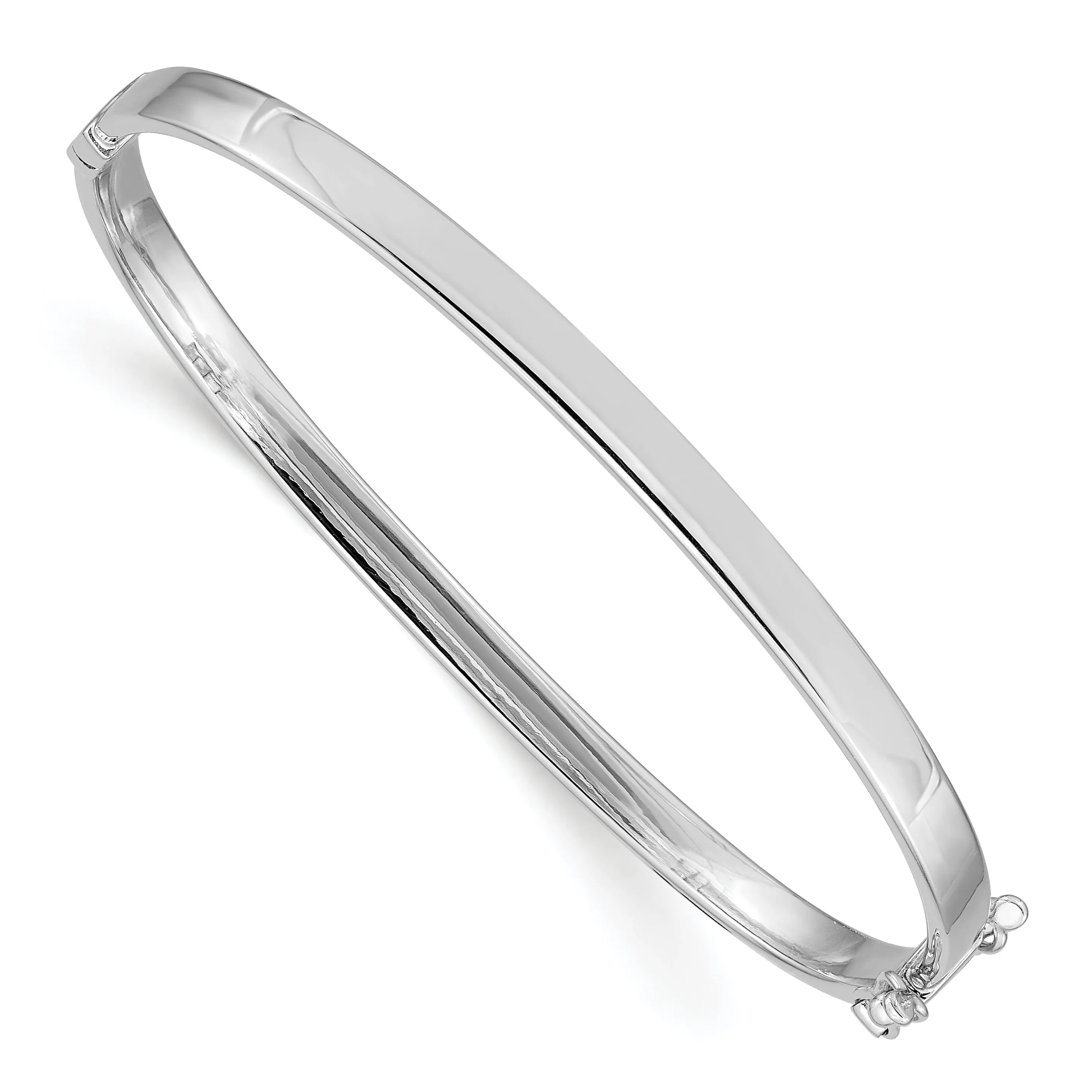 14k White Gold 4MM Wide Hinged Bangle Bracelet