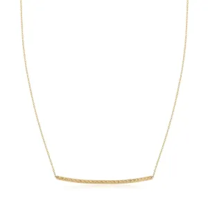 14k Yellow Gold Thin Textured Bar Necklace