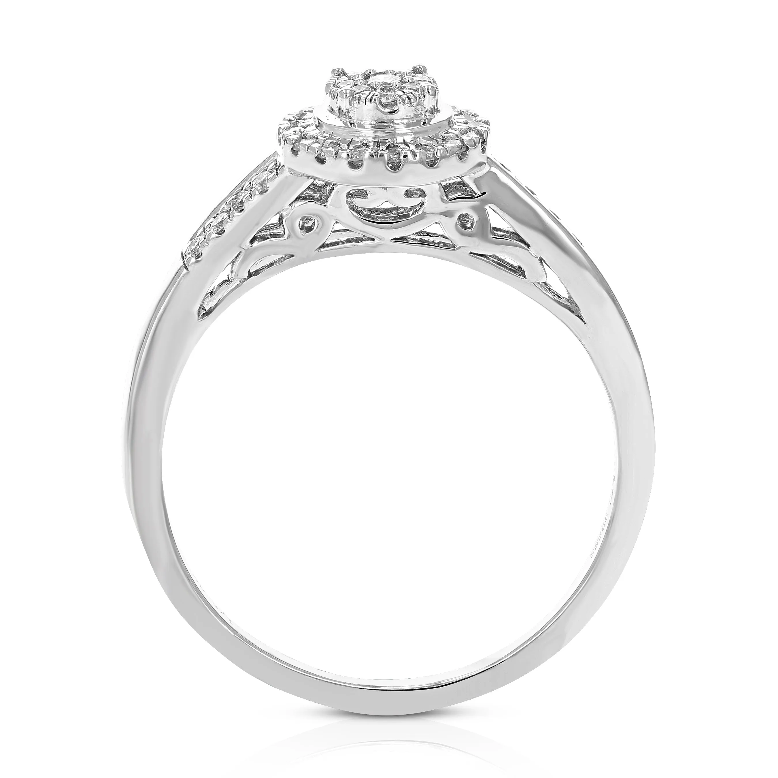 1/5 cttw Lab Grown Diamond Halo Engagement Rings Sterling Silver