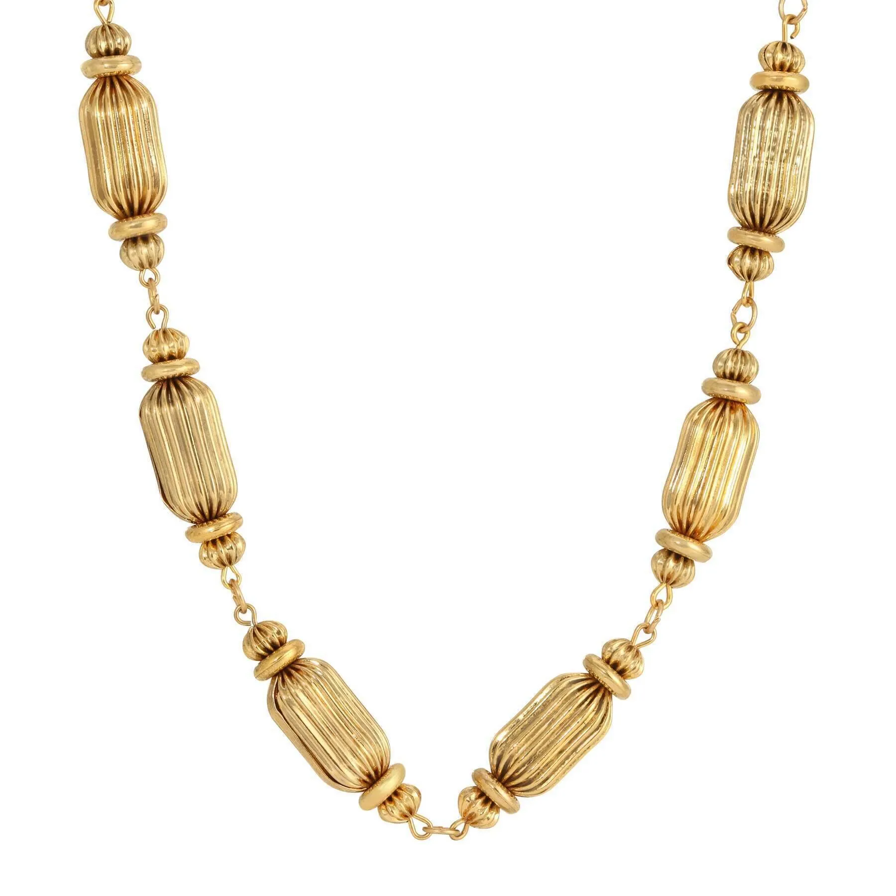 1928 Jewelry Gold Rondelle Glam Beads Link Necklace 16"   3" Extension