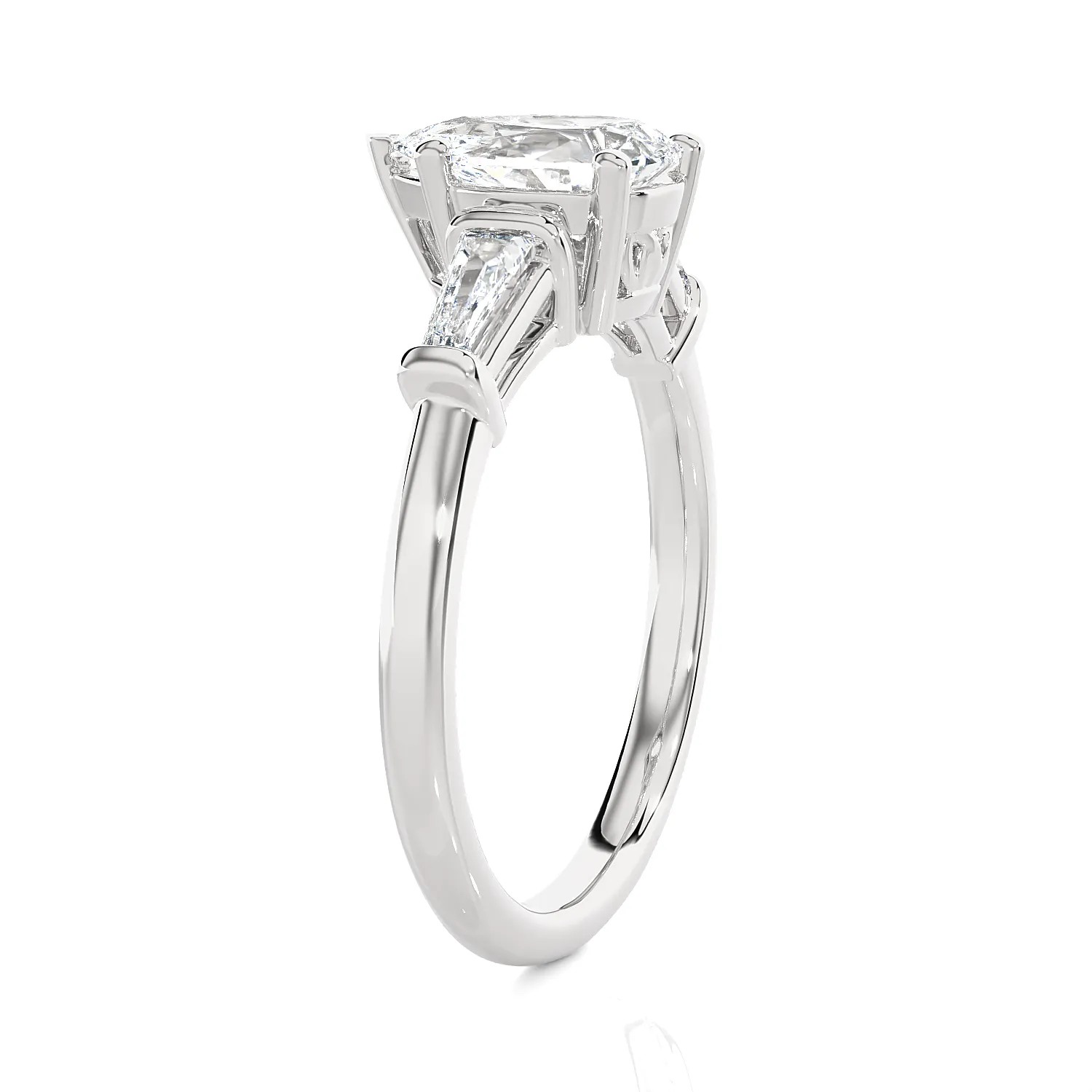 2 ctw Pear-Shaped with Tapered Baguette Three Stone Lab Grown Diamond Ring