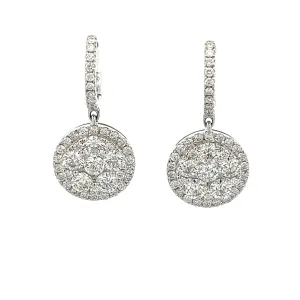 2.36ct 18k White Gold Diamond Cluster Earrings