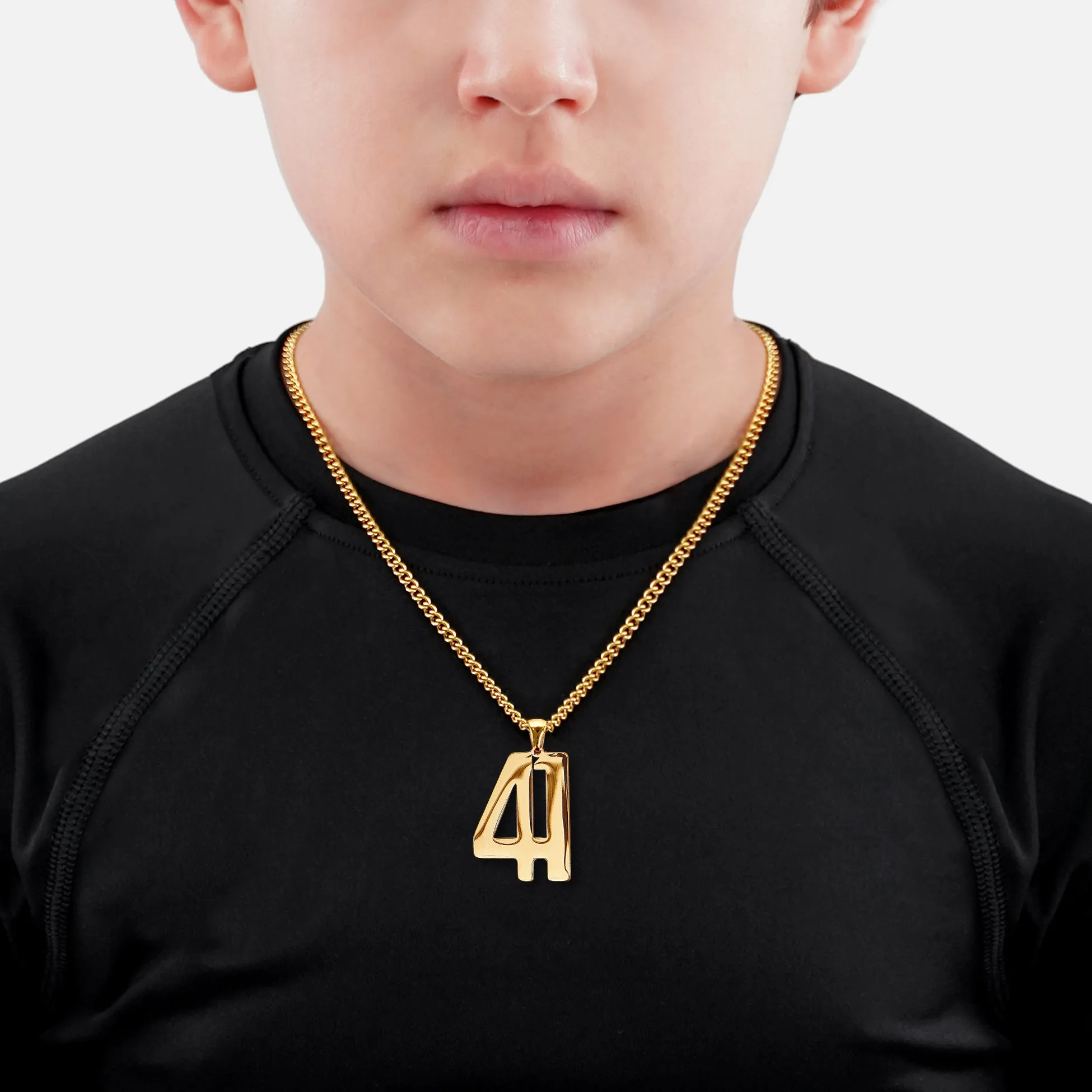 41 Number Pendant with Chain Kids Necklace - Gold Plated Stainless Steel