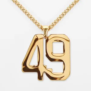 49 Number Pendant with Chain Kids Necklace - Gold Plated Stainless Steel