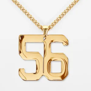 56 Number Pendant with Chain Kids Necklace - Gold Plated Stainless Steel