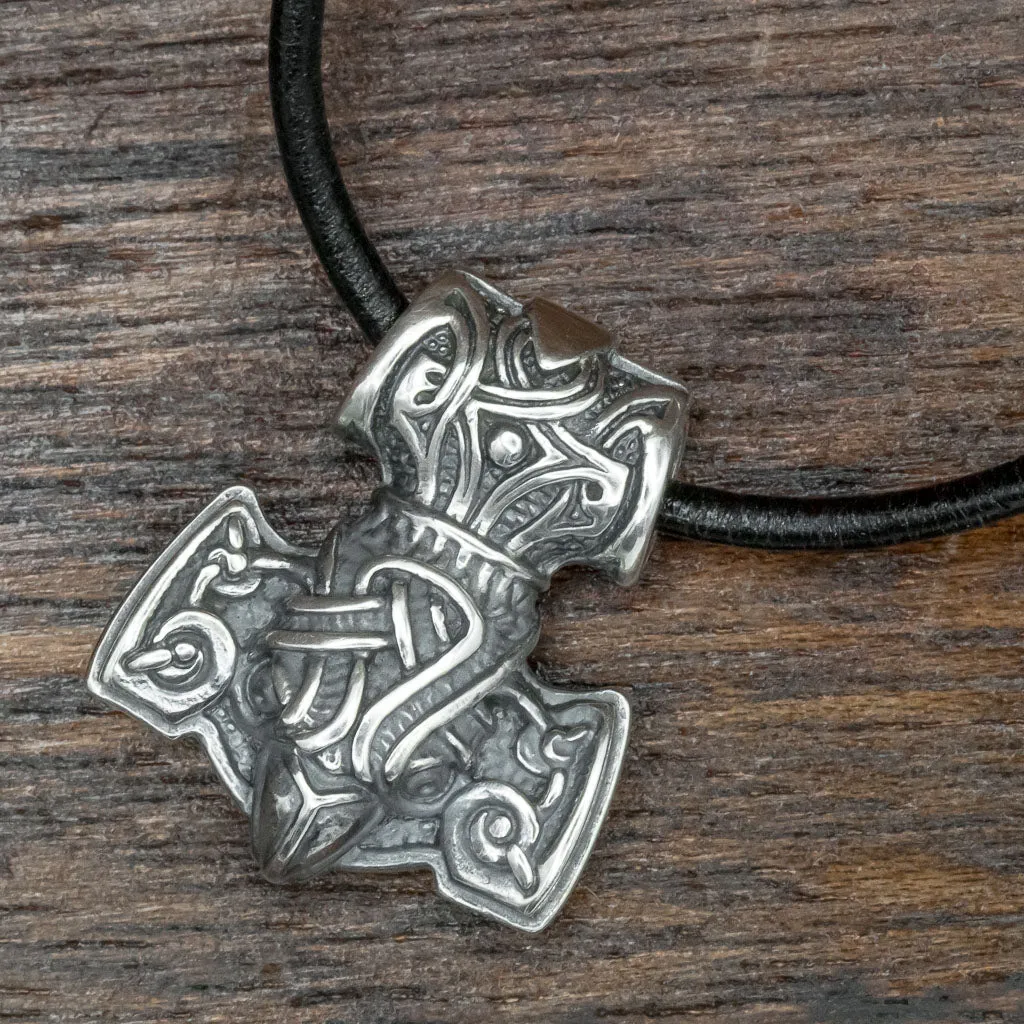 925 Sterling Silver Raven Mjolnir (Thor's Hammer)