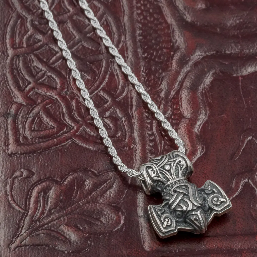 925 Sterling Silver Raven Mjolnir (Thor's Hammer)