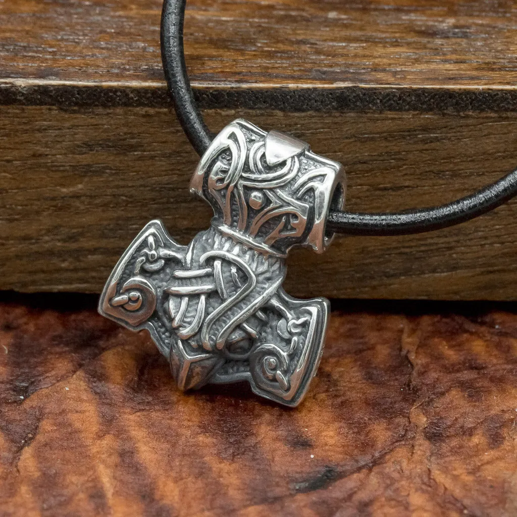 925 Sterling Silver Raven Mjolnir (Thor's Hammer)