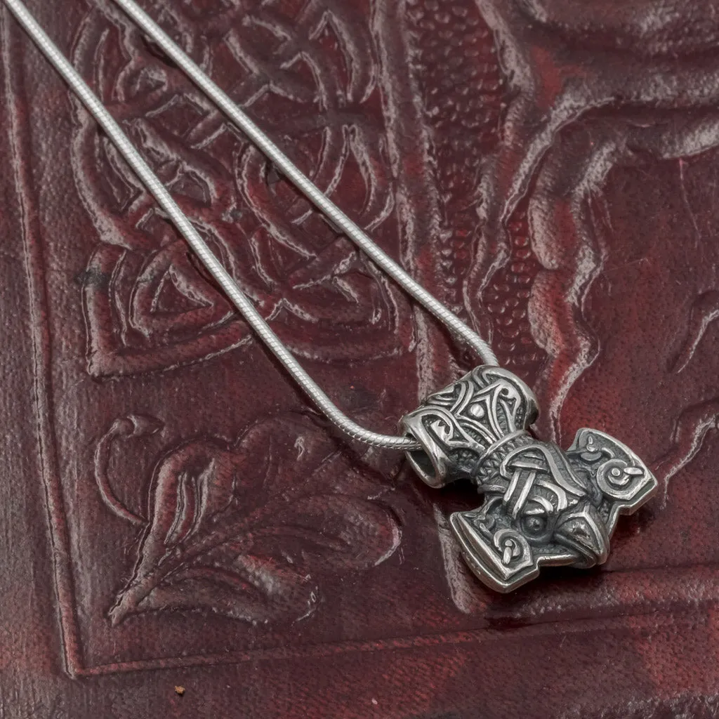 925 Sterling Silver Raven Mjolnir (Thor's Hammer)