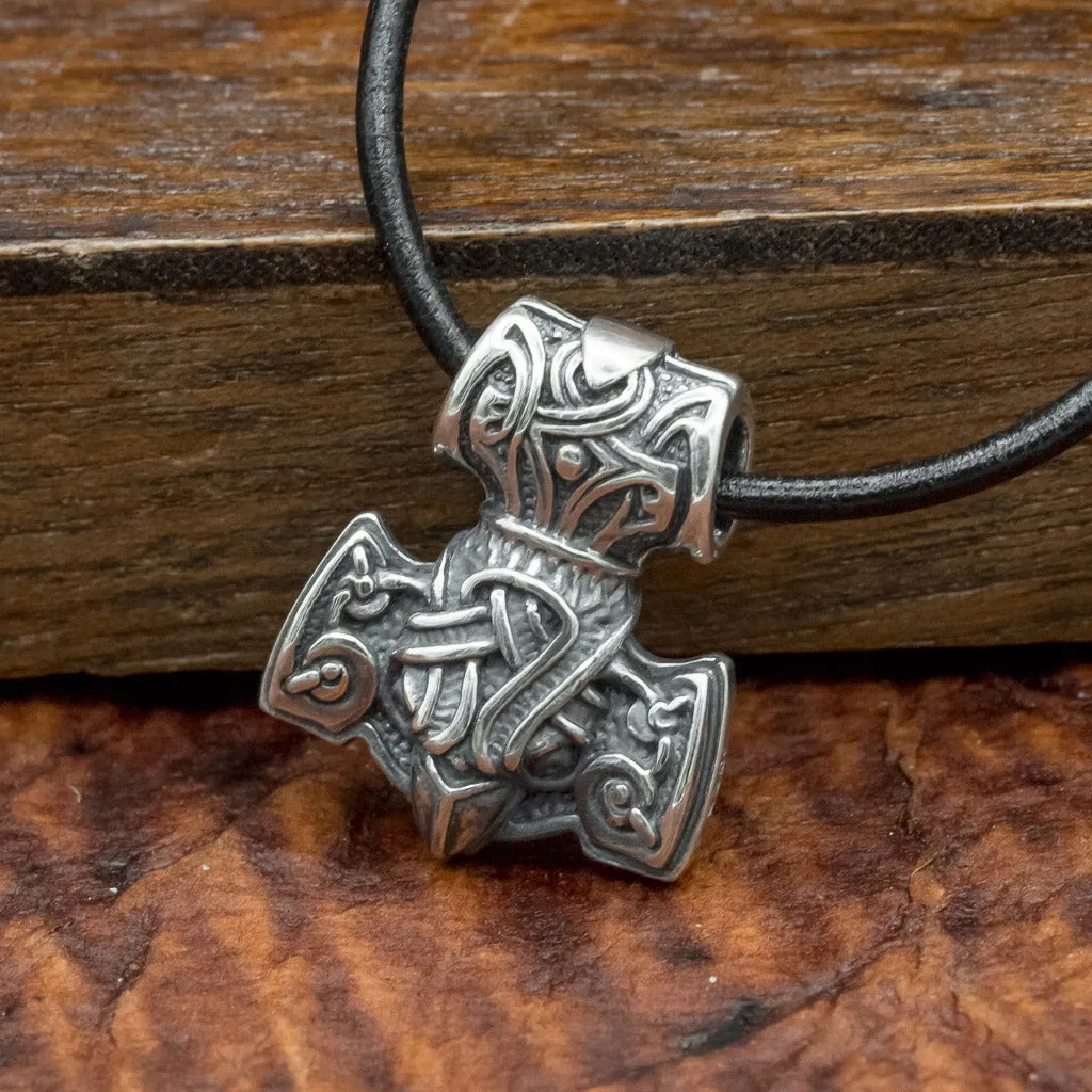 925 Sterling Silver Raven Mjolnir (Thor's Hammer)