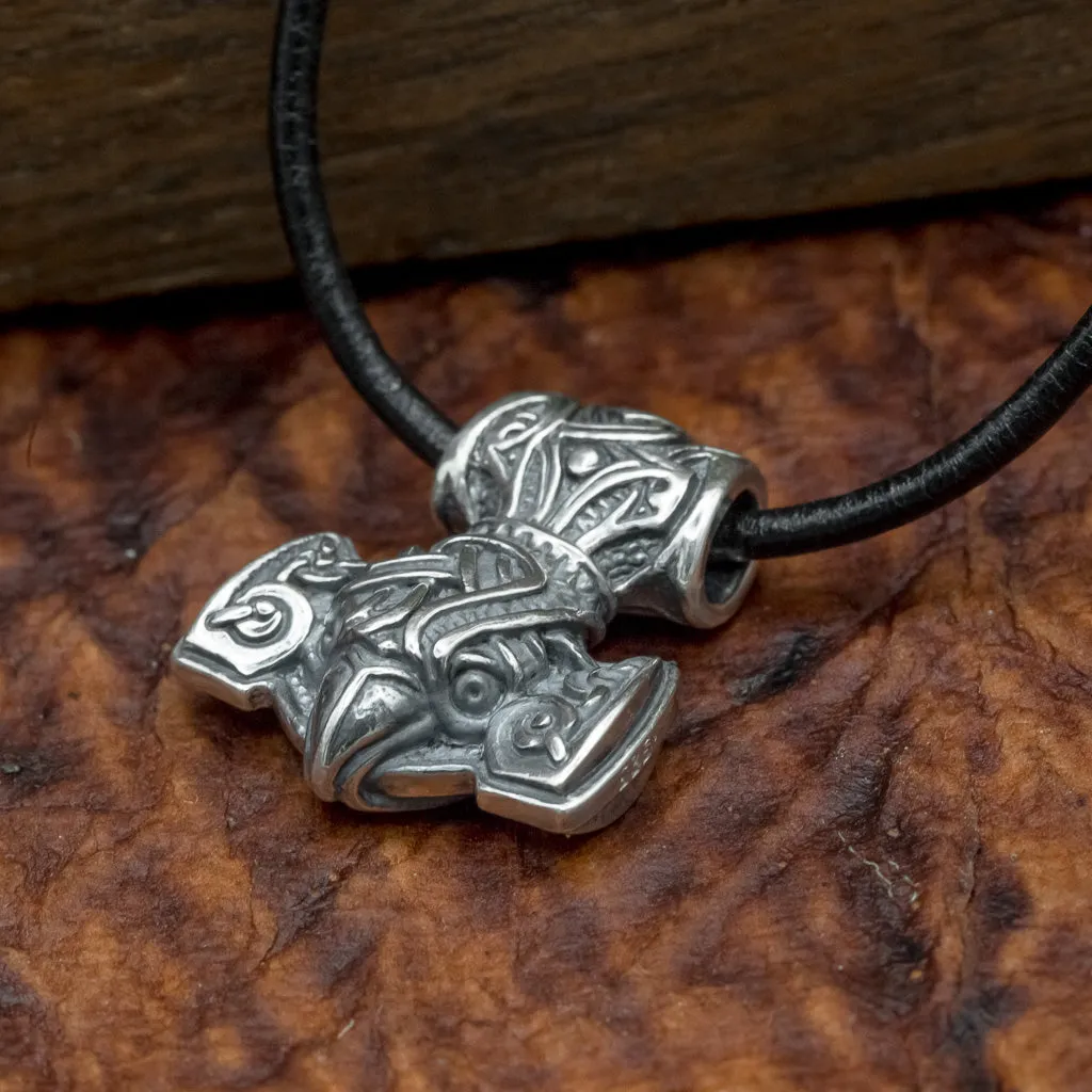 925 Sterling Silver Raven Mjolnir (Thor's Hammer)