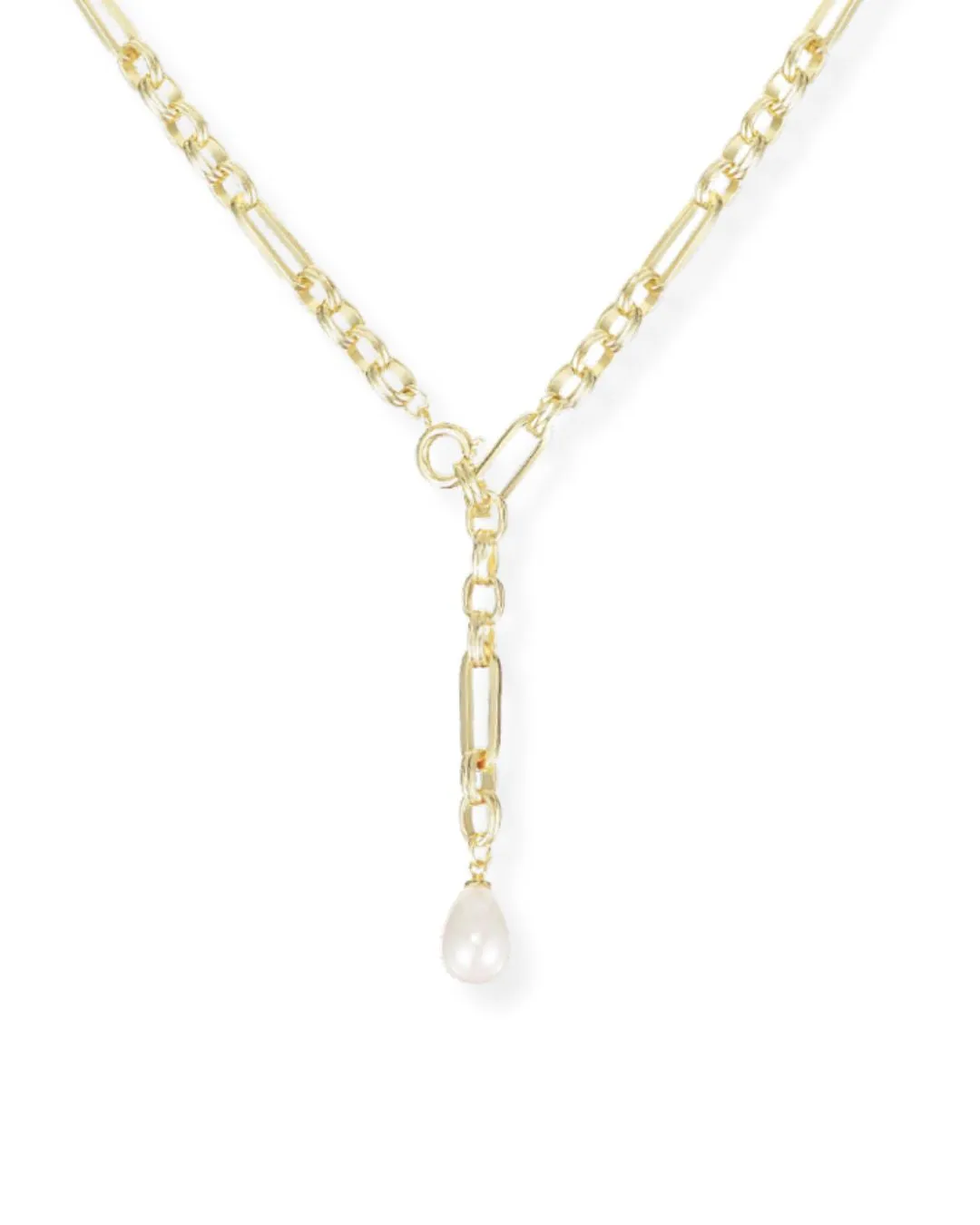 Allure Pearl Lariat Necklace in Gold