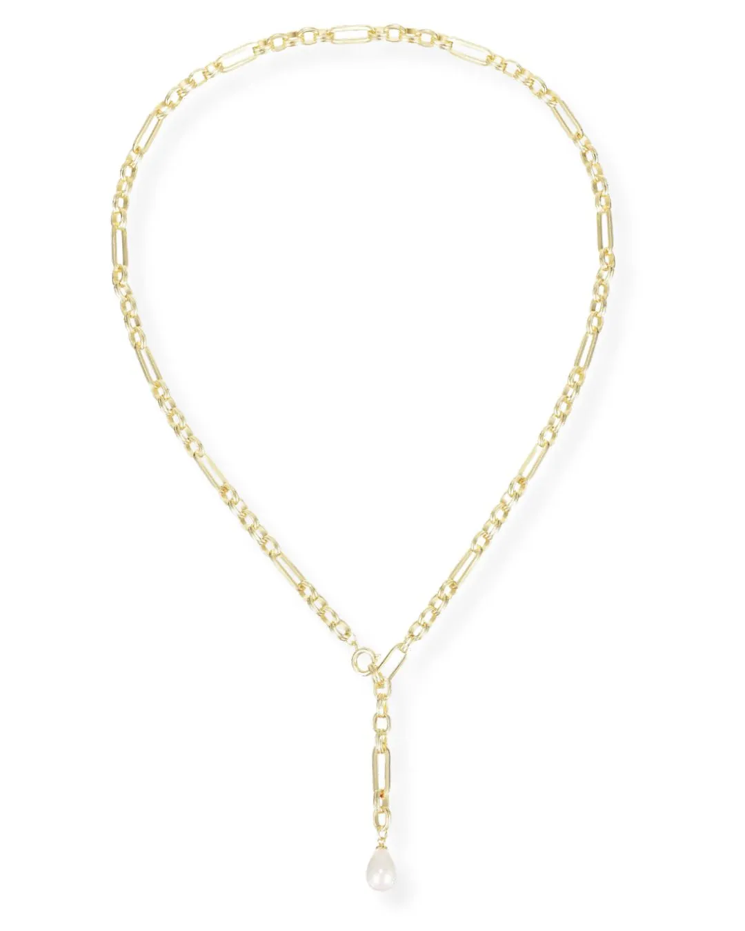 Allure Pearl Lariat Necklace in Gold