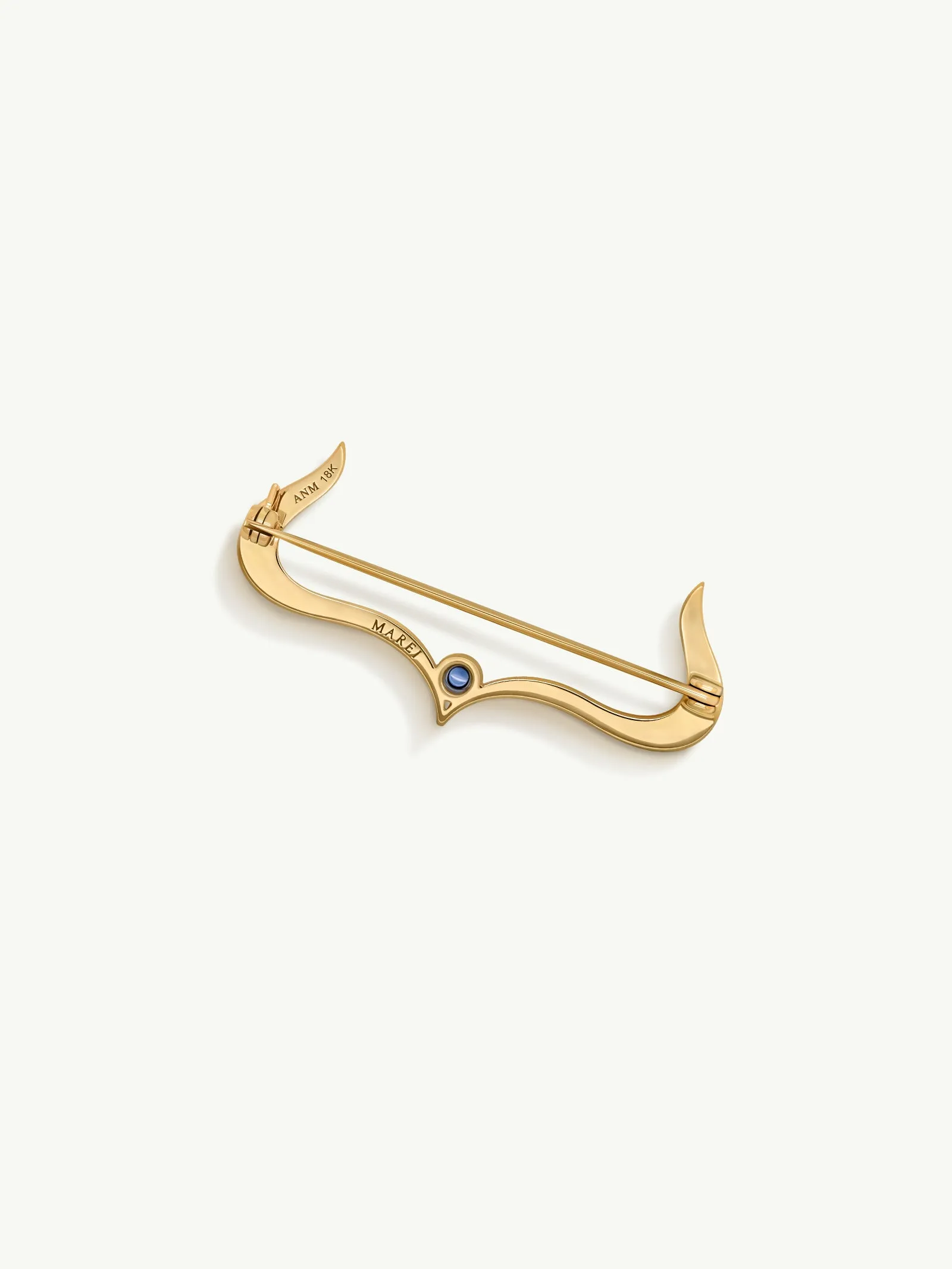 Amun-Ra Taurus Lapel Brooch Pin With Tsavorite Garnets & Sapphire In 18K Yellow Gold