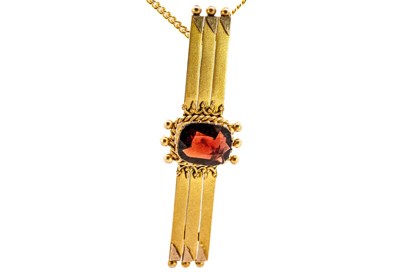 Antique Circa 1900 9ct Yellow Gold Garnet Brooch