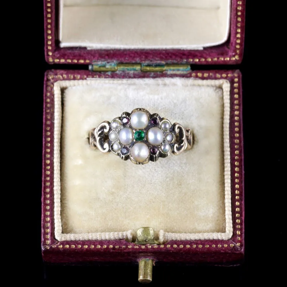 Antique Georgian Ring Pearl 18Ct Gold Circa 1800