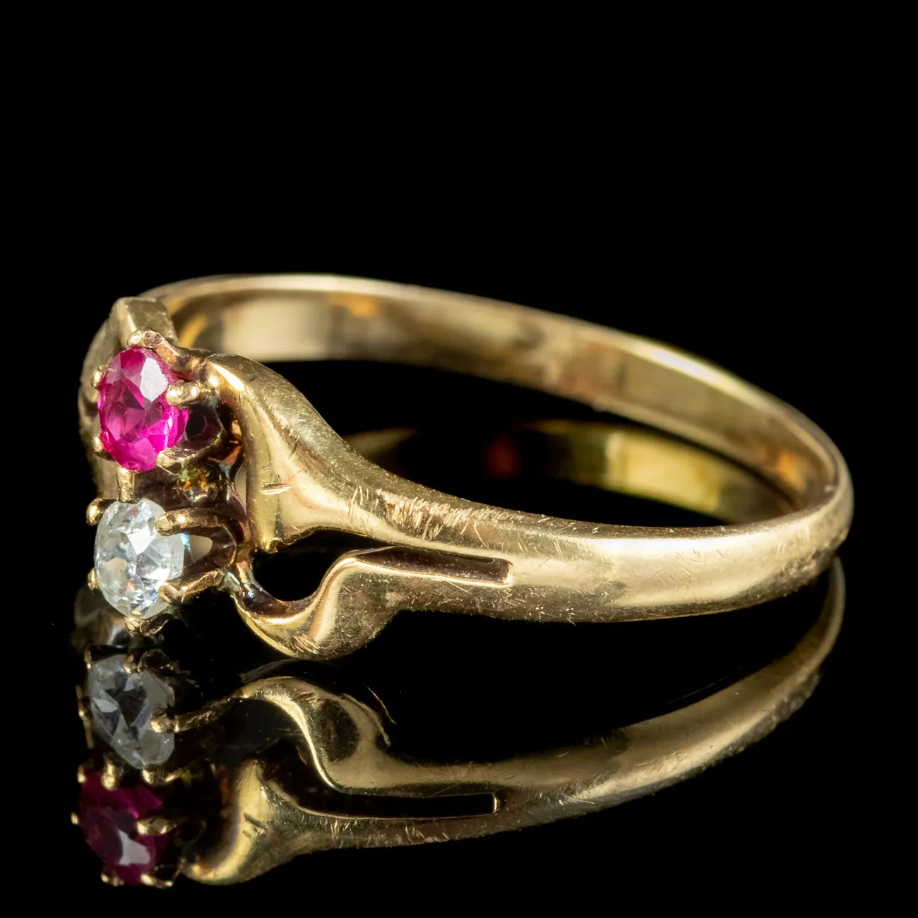 Antique Victorian Diamond Ruby Toi Et Moi Twist Ring