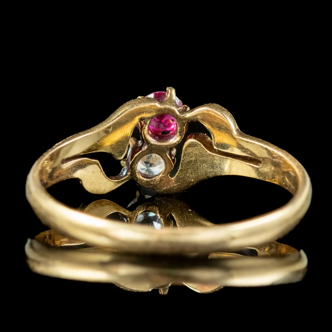 Antique Victorian Diamond Ruby Toi Et Moi Twist Ring