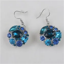 Aqua & Blue Multi-Crystal Drop Earrings