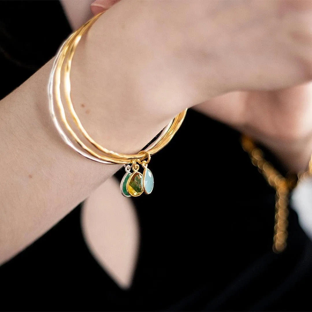 Aqua Chalcedony Bangle | Gold | March Birthstone