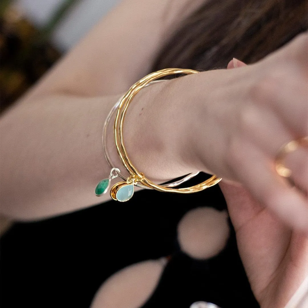 Aqua Chalcedony Bangle | Gold | March Birthstone