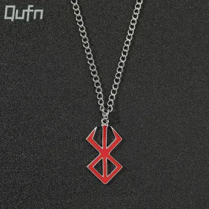 Berserk Necklace Guts Sword Logo Pendants Choker The Mad Warrior Of Norse Viking Mythology Men Chain Necklaces Xams Gift