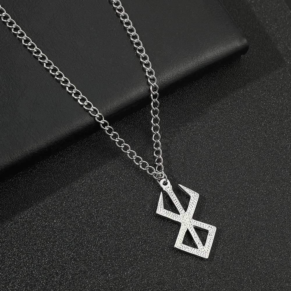 Berserk Necklace Guts Sword Logo Pendants Choker The Mad Warrior Of Norse Viking Mythology Men Chain Necklaces Xams Gift