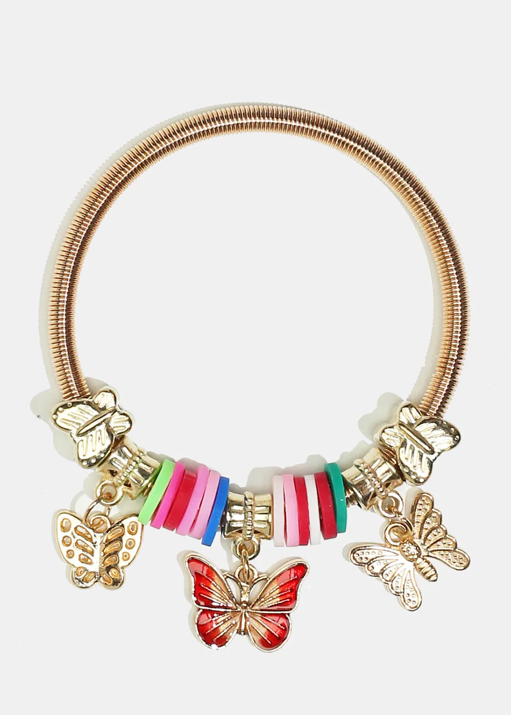 Butterfly Charm Coil Bracelet