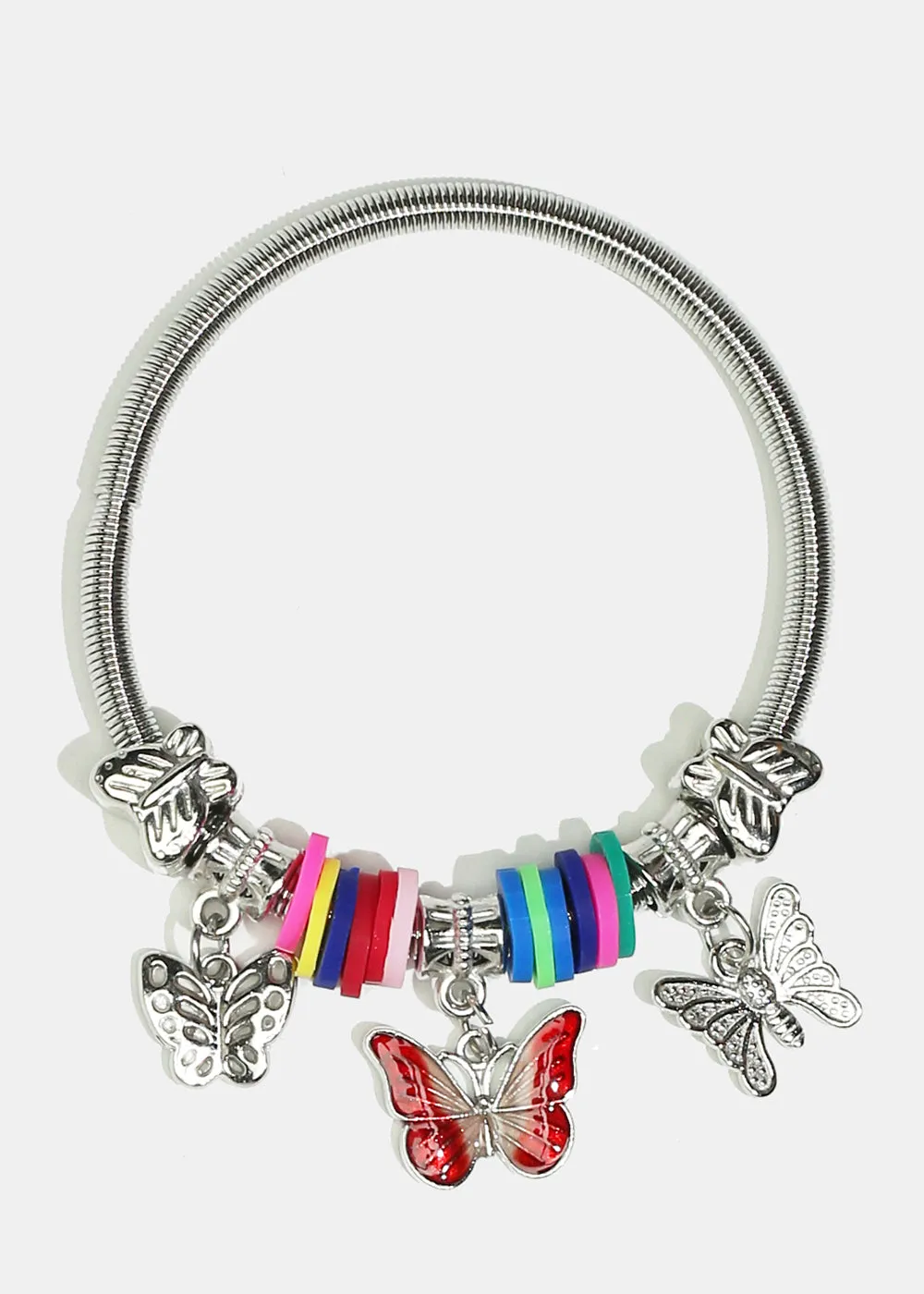 Butterfly Charm Coil Bracelet