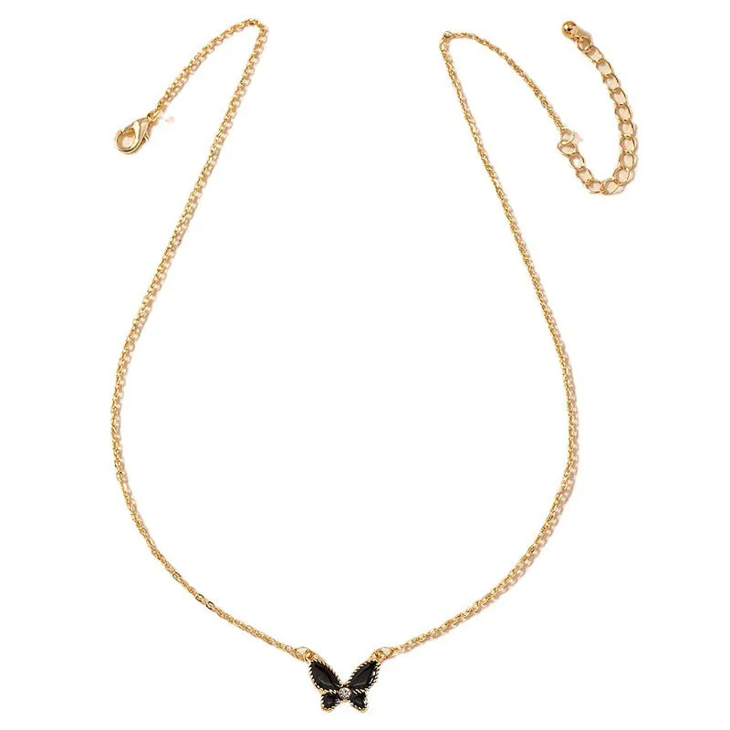 Butterfly Drop Oil Collarbone Necklace - Vienna Verve Collection