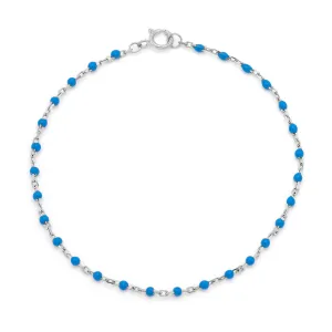 Candy Chain Anklet | Azul & Silver