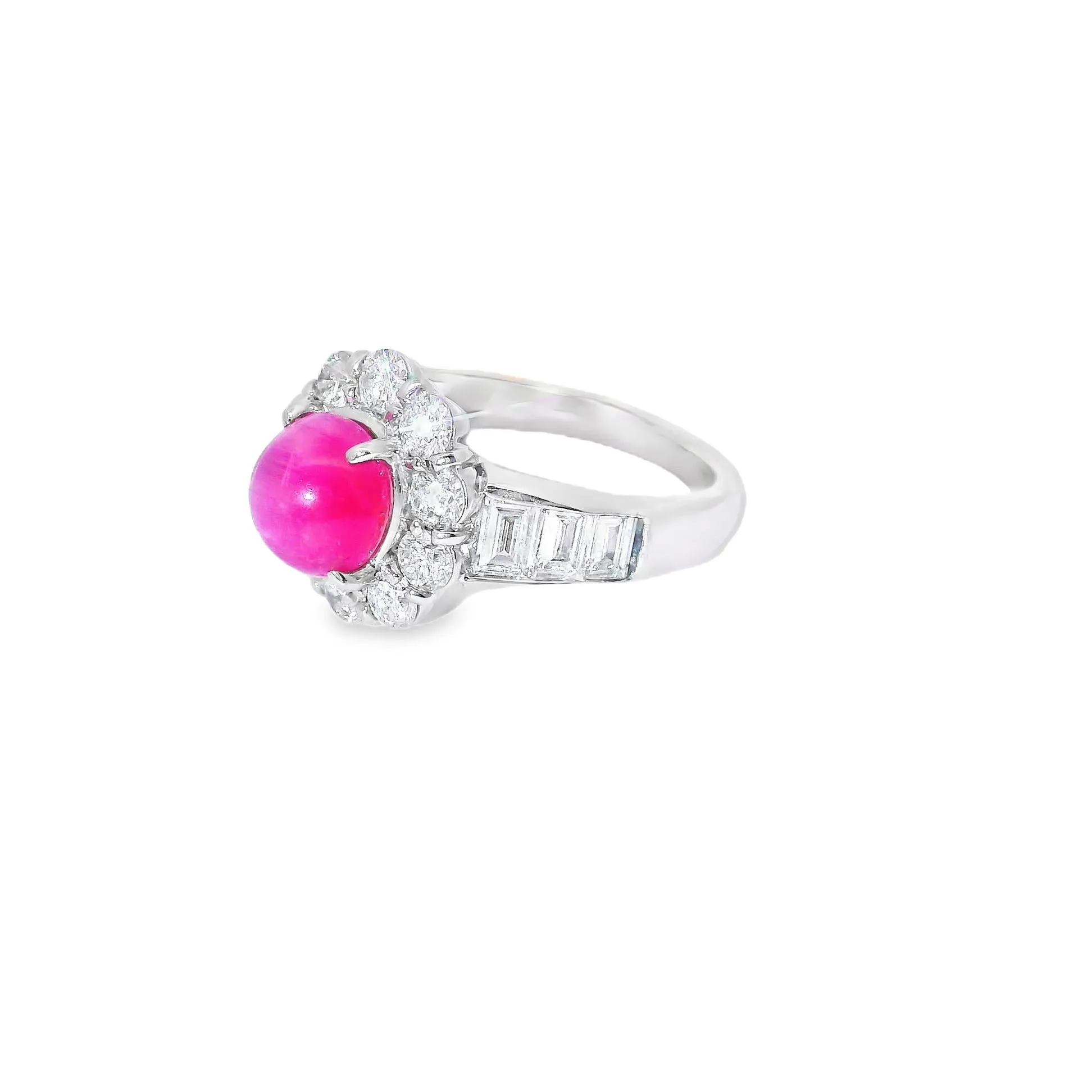 Cats-Eye Tourmaline Diamond Halo Platinum Ring