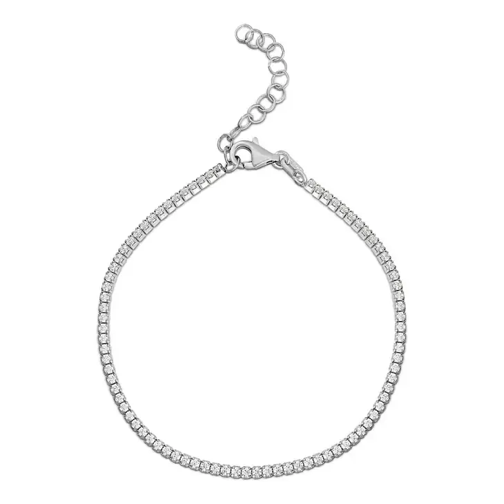 Classic Sterling Silver CZ Diamond Tennis Anklet