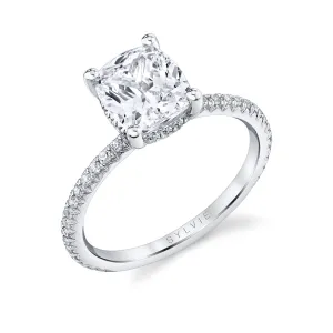 Cushion Cut Classic Engagement Ring - Maryam 14k Gold White