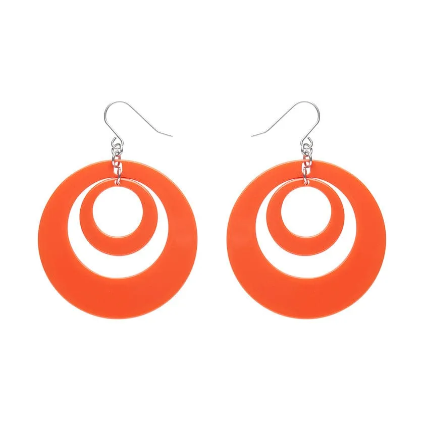 Double Hoop Solid Drop Earrings - Orange