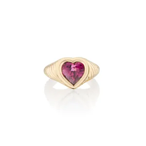 Eden Love Signet Pinky Ring with Pink Tourmaline