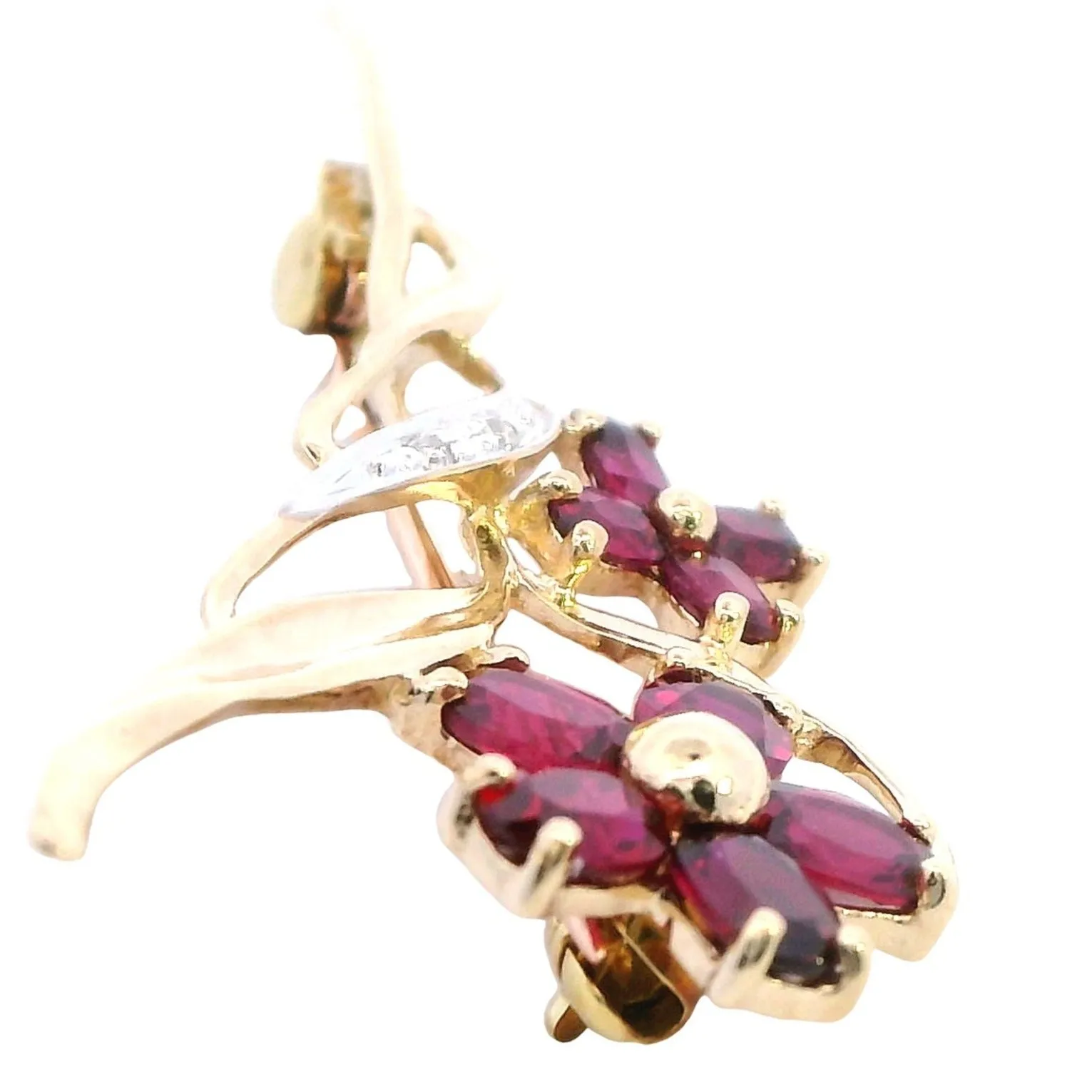 Elegant 9ct Yellow Gold Brooch with Synthetic Ruby & Diamonds Sustainable Luxury