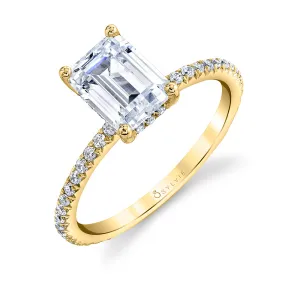 Emerald Cut Classic Engagement Ring - Maryam 18k Gold Yellow