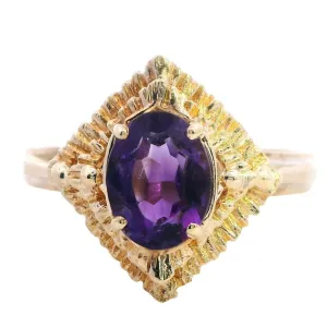 Enchanting 9ct Yellow Gold Oval Amethyst Ring