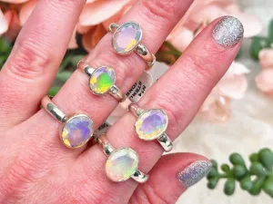 Faceted Silver Opal Rings