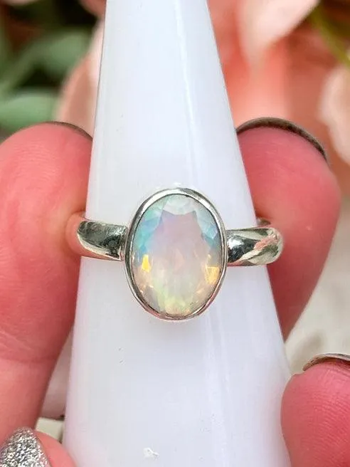 Faceted Silver Opal Rings