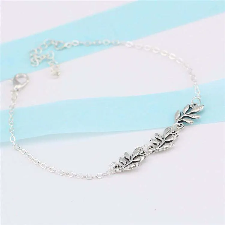 Falling Leaves Delicate Ankle Bracelet in Silver or Gold