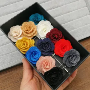 Full Bloom Fabric Flower Unisex Lapel Pins