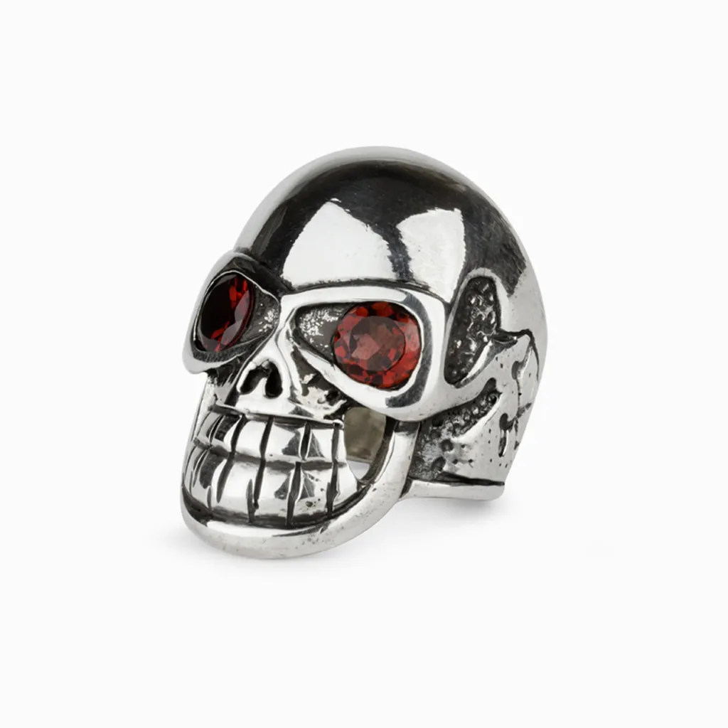 Garnet Skull Ring